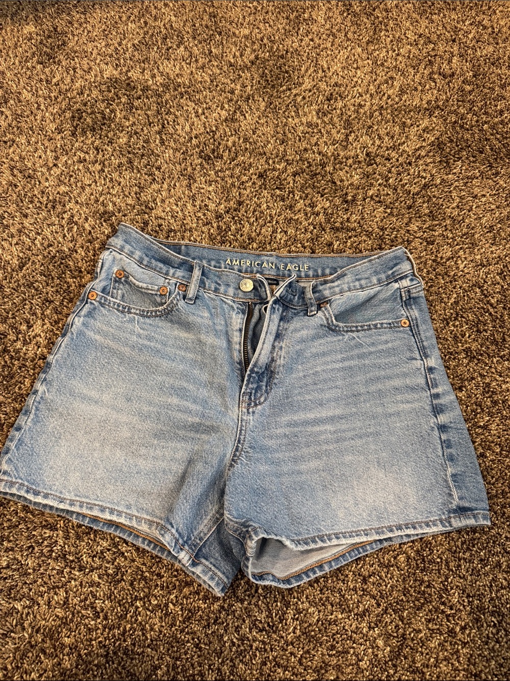 American Eagle Outfitters Faded Blue High-Rise Denim Shorts